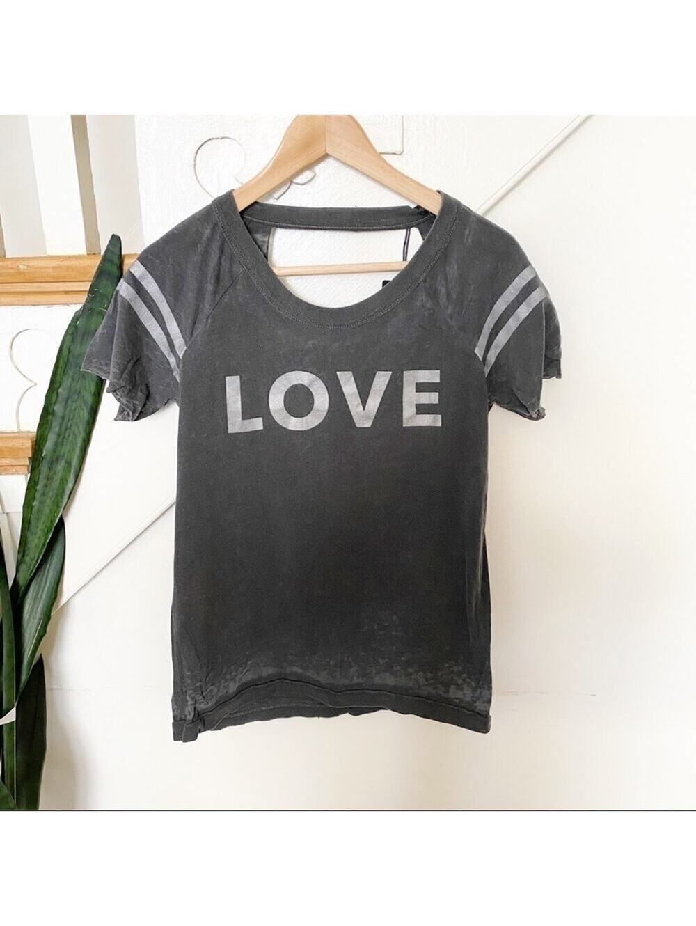 Chaser LOVE choker back charcoal gray shirt sz S